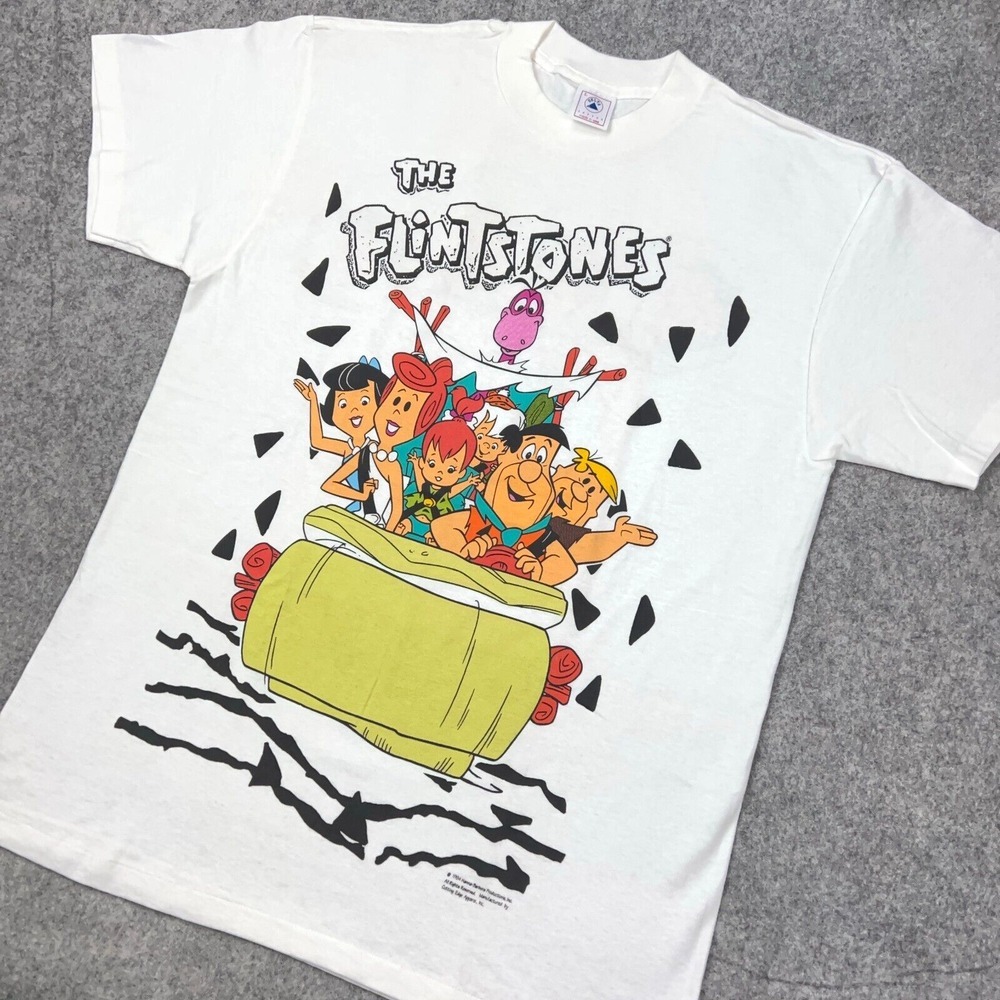 VTG Flintstones Shirt Mens Large White AOP 1994 Single Stitch Grail USA‎ 90s Tee